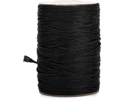 100m Nylon Koord - Satijn Gevlochten, Niet-Elastisch Rolgordijn Koord - Zwart Gevlochten Elevatorschaduw Koord 1.5mm - Scheurvast Voor Rolgordijnen en Sieraden