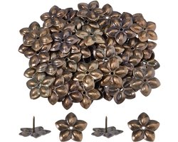 100Pcs Upholstery Tacks - Flower Vintage Upholstery Nails - Antique Bronze Decorative Tacks - Sofa Foam Nails voor Stoel Bed Meubel Decoratie