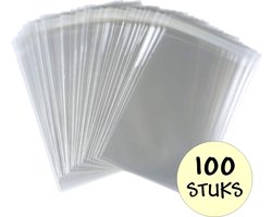 100x Cellofaan Zakjes 10x15cm - Zakjes Met Plakstrip - Zelfklevende Zakjes - Uitdeelzakjes - Transparant - 100 Stuks
