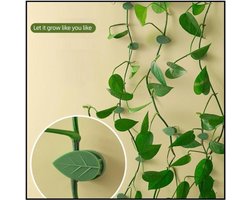 100x Plant Clips Zelfklevend – Plant Ondersteuning voor Klimplanten – Plantenclips Muur – Herbruikbare Plantgeleiders – Bladvorm – Groen