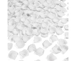 100x rozenblaadjes - Romantische versiering - Liefde - Valentijn - Aanzoek - Huwelijk - Rozenblad - Rozen - Roos - Decoratie - Tafeldecoratie - Romantiek - Feestversiering - 3x3 cm - Wit - Jonyx