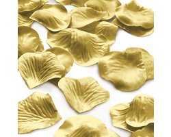 100x rozenblaadjes - Romantische versiering - Liefde - Valentijn - Aanzoek - Huwelijk - Rozenblad - Rozen - Roos - Decoratie - Tafeldecoratie - Romantiek - Feestversiering - 3x3 cm - Goud - Jonyx