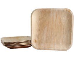 100x vierkante borden van palmblad maat 25x25