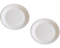 100x Wegwerp dessertbordjes/gebaksbordjes karton 15 cm - Papieren bordjes voor o.a. gebak en toetjes