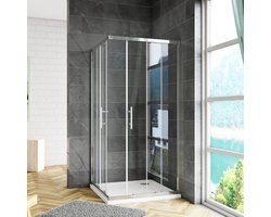 100x100x185cm Douchecabine hoekinstap met schuifdeuren 6mm ESG glas