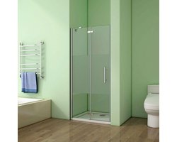 100x195cm Draaideur,6mm NANO GLAS, deels gesatineerd,installeer aan de linkerkant