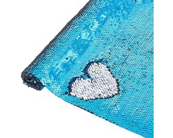 100x33cm Tweekleurige Paillettenstof, Omkeerbare Glinsterende Naaistof, Flip-up Graffiti Stof Zeemeermin Paillettenstof, Decoratie voor Zintuiglijke Muur, Diep Blauw en Zilver