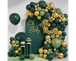 104Pcs Dark Gold Balloons Arch Kit,5/10/12/18Inch Dark and Gold Balloons Arch Garland Kit with Party Balloon for Emerald Baby Shower,Birthday,Jungle Safari Party Decoration