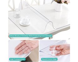 106 x 183 cm transparante tafelbeschermer - 1,5 mm dik plastic tafelkleed cover pad voor koffie/kantoortafel, gemakkelijk schoon te maken