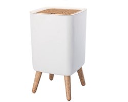 10L Prullenbak Met Drukdeksel Hoogte Poten ABS Materiaal Voor Badkamer Slaapkamer Woonkamer Toilet Waterdicht Vochtbestendig Houten Patronen Stabiel Zonder Wippen Aftermarket