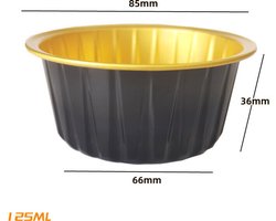 10PCS Aluminiumfolie Blik Beker Pudding Cakevorm Herbruikbare Kleine Bakvorm Papieren Doos - Zwart & Goud