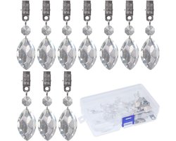 10pcs lute tafelkleedgewichten met 10pcs metalen clip kit - kristallen glas tear prismen pendant tafelkleedgewichten voor picknicktafels - zware buiten tafelkleedgewichten