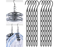 10stuks Kledinghangers met Metalen Ketting - Ruimtebesparende Oplossing voor Jouw Garderobe-zwart