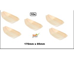 10x Amuse bootje hout 170mm x 85mm - Amuse tapas snacks punt zak kerst restaurant diner festival feest party