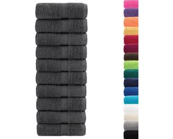 10x Anthraciet Waslapjes - 100% Katoen Gastendoekjes 600 g/m² 30x30 cm
