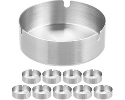 10x asbak rvs tafel asbak - horeca asbak - metaal - zilver - buitenasbak thuis