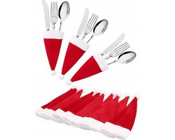 10x bestekhouders kerst - Woondecoratie - Kerstdecoratie - Kerstmutsjes - Diner - Bestek - Mes & Vork