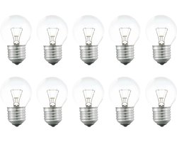 10x Gloeilamp Kogellamp | Grote fitting E27 | 25W