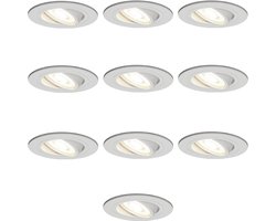 10x HOFTRONIC - LED Inbouwspots - Wit - 2700K warm wit - 350 lumen - 4 Watt - Dimbaar en kantelbaar - GU10 - IP20 - Ronde plafondspots (Ø75 mm) - Spotjes verlichting - voor woonkamer, gang en slaapkamer