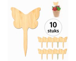 10x Houten Plantlabels Vlinder – 5,5 x 10 cm – 2D Platte Tuinbordjes – Plant Markers voor Buiten – Steeklabels voor Planten, Zaailingen, Kruiden en Bloembedden