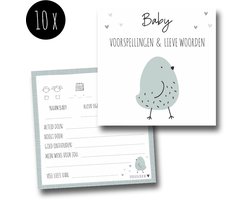 10x Luxe babyshower invulkaarten | Baby voorspellingen & lieve woorden | jongen / meisje