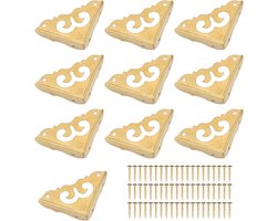 10x Messing Hoekbeschermers voor Meubels, Tafels en Houten Kisten - Decoratieve Randbeveiliging