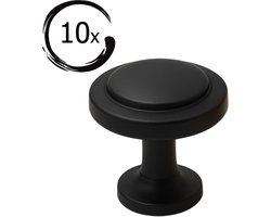 10X Meubelknop zwart rond Diameter 32 mm - Kastknop - Meubelknop - Deurknoppen voor kasten - kastknoppen - Meubelbeslag - Deurknopjes - Meubelknoppen - Memphis