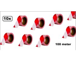 10x Rol afzetlint rood/wit 100 meter 50mm breed - markeer afzet lint verboden toegang volgen merk proplus