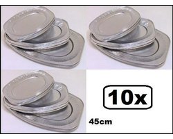 10x Schaal aluminium ovaal 45cm - Catering salade gourmet  hapjes snack vis schotel