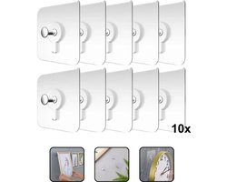 10x Transparante Zelfklevende Muurhaak – Sterke Naadloze Fotolijsthaken – Tot 3kg Draagkracht – Voor Klokken, Wanddecoratie & Bevestiging – 6x6 cm