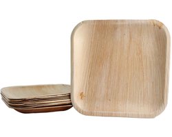 10x vierkante borden van palmblad maat 25x25