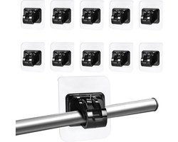 10x Zelfklevende Houders voor Gordijnroedes Zonder Boren - Transparant - Voor Keuken & Badkamer