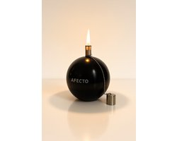 1+1 Afecto Mat Zwarte Oliebrander - olielamp - Hoogte: 10 cm, Breedte: 9 cm - Voorzien van een duurzame glasvezel lont