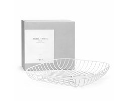 1+1 GRATIS - FEST® Yuki Design Fruitschaal Wit L - 34 x 6 cm - Fruitschaal - Draadstaal - Fruitmand - Fruitschaal zwart - Designer - Decoratieschaal - Kom