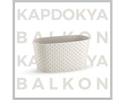 1+1 ovale bloempot beige sierpot met wateropvang 30cm bloembak