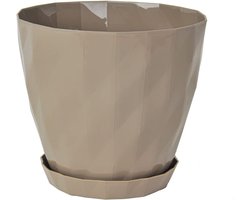 1+1 Sierpot Mokka Kristal design orchidee rond bloempot met schaal kruidenpot Ø 14 cm