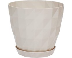 1+1 Sierpot wit crème Kristal design orchidee rond bloempotten met schaal plantenpot
