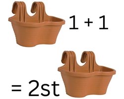 1+1 Terra Cotta Balkonbak – Hangende Bloembak Kunststof – Voor Balkon of Tuinhek – Weerbestendig