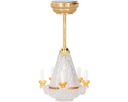 1:12 mini kroonluchters, poppenhuis miniatuur plafondlamp met 5 LED kaars hanglamp, modelaccessoires voor poppenhuis woonkamer verlichting, kleine kroonluchter.