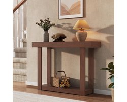 117 cm smalle houten consoletafel, halmeubel, rechthoekige decoratietafel voor hal, gang en achter de bank, bruin