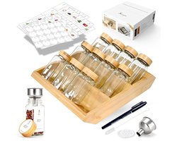 12 Bamboe Kruidenset met Houten Rek - Ideaal voor Keuken en Tuin