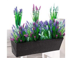 12 bundels kunstbloemen als echte lavendelkunstbloemen – kunstbloemen voor buiten – balkonplanten – kunstlavendel – decoratie – binnen en buiten – boeket kunstmatig voor huis – tuin – kantoor – potten
