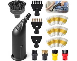 12-Delig Accessoires Set Geschikt Voor Kärcher SC1 SC2 SC3 SC4 - Borstelset Geschikt voor Stoomreiniger - Incl. Gebogen Mondstuk, Ronde Borstel, Microvezeldoek - Vervangende Stoomreinigeraccessoires