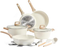 12-delig diepe braadpan 28 cm anti-aanbaklaag - kookgereiset inductiepan met deksel pannenset inductie koudgrepen
