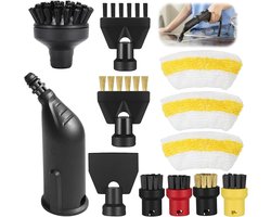 12-delige Accessoireset Geschikt voor Kärcher Stoomreiniger - SC1 SC2 SC3 SC4 SC5 - Ronde Borstels & Mondstukken - Microvezeldoeken - Vervangingsonderdelen - Kleurgecodeerd