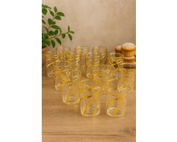 12-delige Arabische glazen set – Luxe drinkglazen met gouden accenten – Thee- en waterglazen – Perfect als cadeau