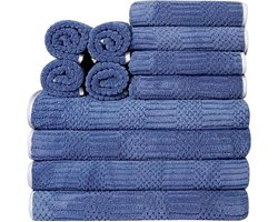 12-delige badkamertextielset katoen - 4 badlakens, 4 handdoeken en 4 washandjes - Zacht en absorberend
