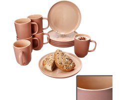 12-delige Jasper aardewerk ontbijtset voor 6 personen - 6x 414448 + 6x 414509
