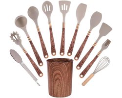 12-delige premium siliconen keukenset met elegante aanrechtorganizer.