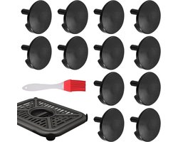 12-delige ronde frituurmand basis met oliekwast - airfryer accessoires voor keuken - anti-aanbaklaag - handige keukengereedschap.